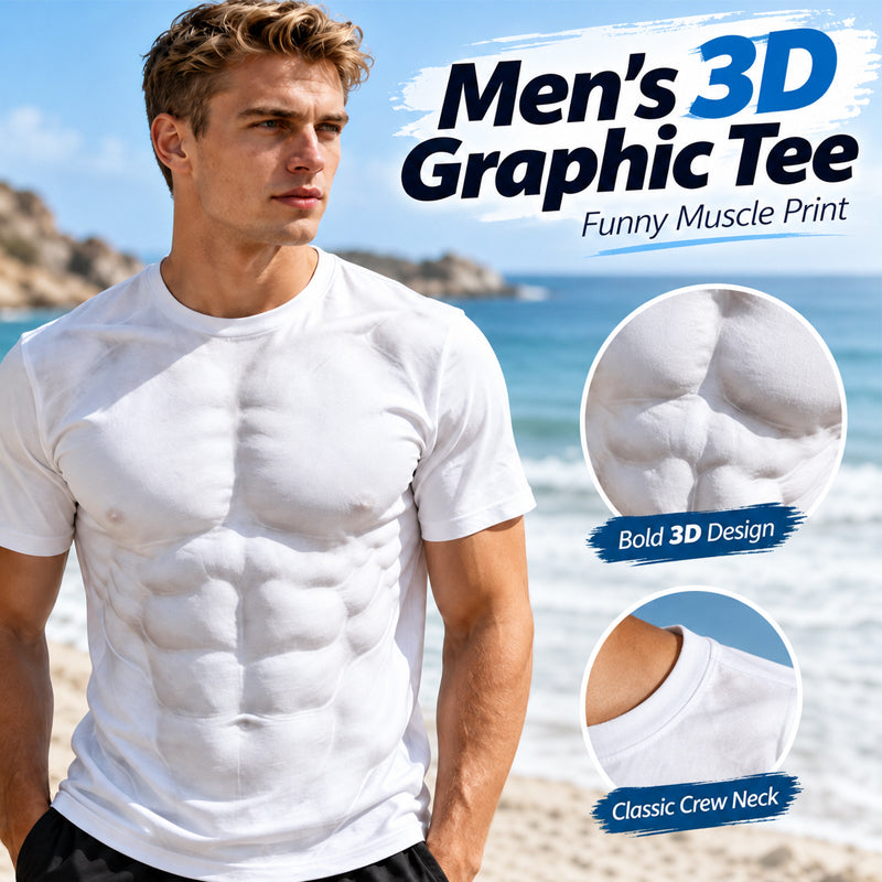 😂T-shirt imprimé muscles drôle – Tee-shirt 3D avec fausses tablettes de chocolat, cadeau original et hilarant pour hommes