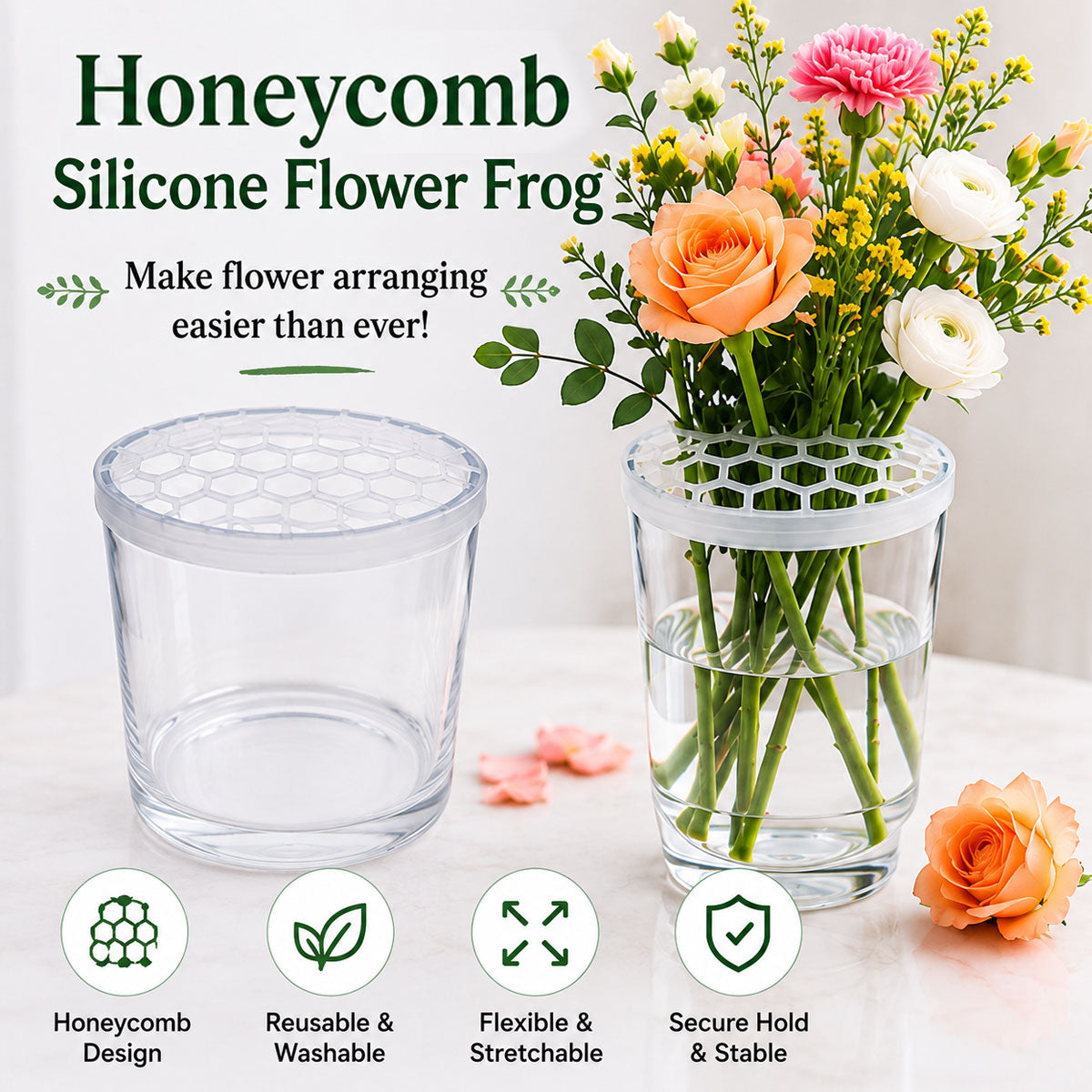 🌸 Grille de composition florale en silicone alvéolée