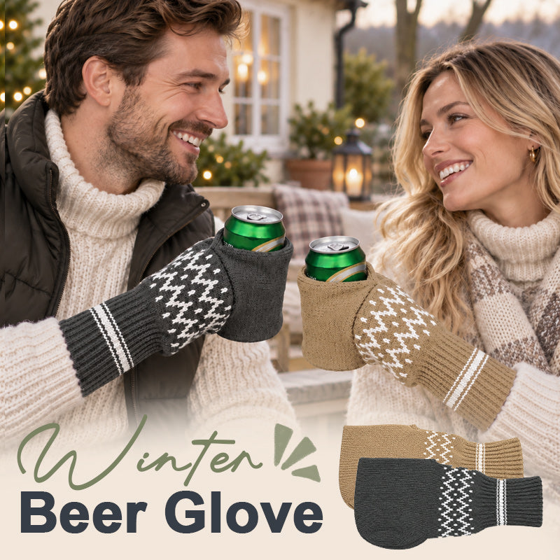 🍺 Gant à bière d'hiver – manchon porte-boisson rigolo et chaud pour vos boissons fraîches