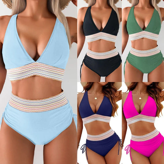 ☀️Vente spéciale d'été : 60% de réductio🏖️Ensembles de bikinis à taille haute avec contrôle du ventre et des couleurs