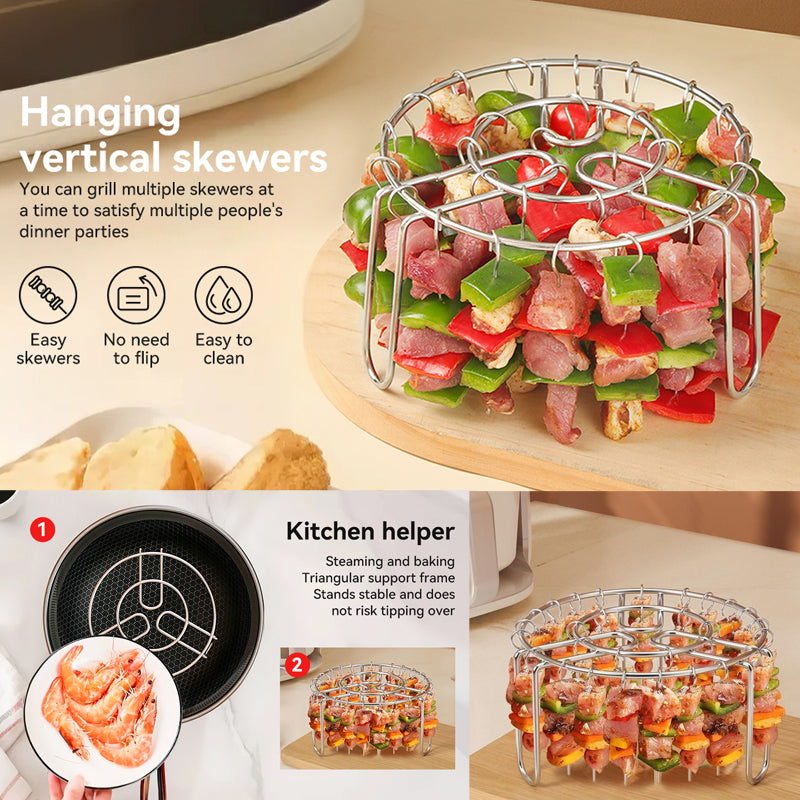 🍢 Grille à Brochettes Verticale pour Air Fryer — Des Brochettes Jouteuses Sans Aucune Manipulation ! 🔥