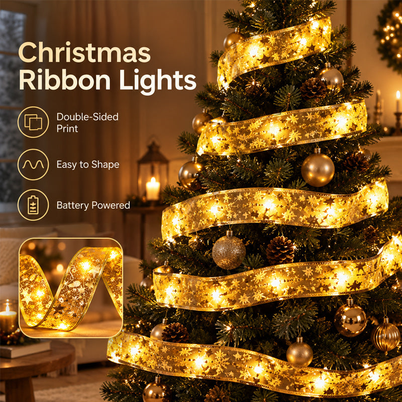 🎄 Guirlande LED ruban de Noël – Une lueur festive et chaleureuse pour votre sapin