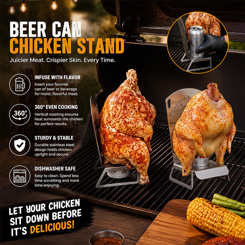 🍻Support pour poulet rôti à la canette de bière : Savourez une peau croustillante et une chair ultra tendre et juteuse ! 🍗✨