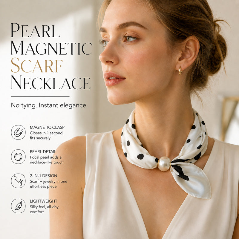 🤍 Collier foulard en perles avec fermoir magnétique - Un style instantané en quelques secondes ! ✨📦