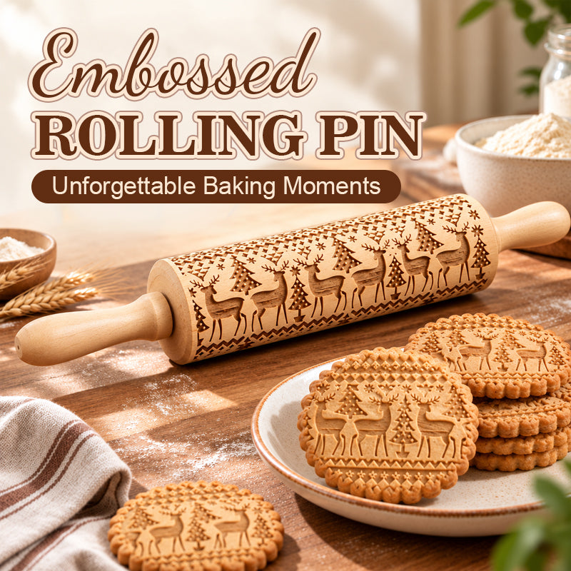 🎄🎨 Rouleau à pâtisserie gravé renne et bonhomme en pain d'épices — un simple geste, et vos biscuits se parent de motifs festifs