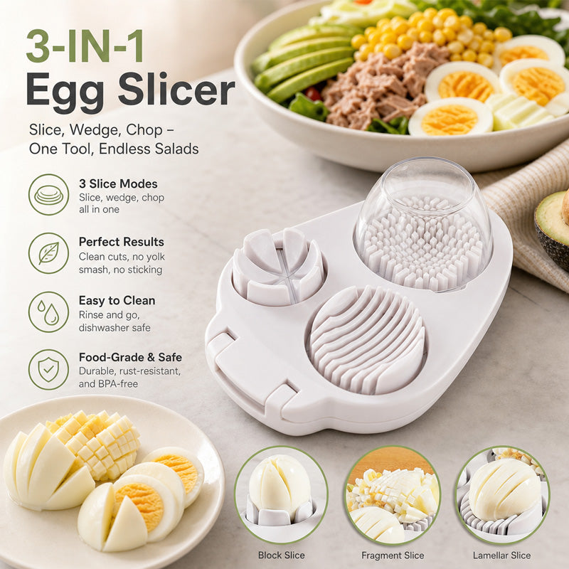 🥚 Coupe-œufs multifonction 3 en 1 - Idéal pour les salades et les garnitures 🔪