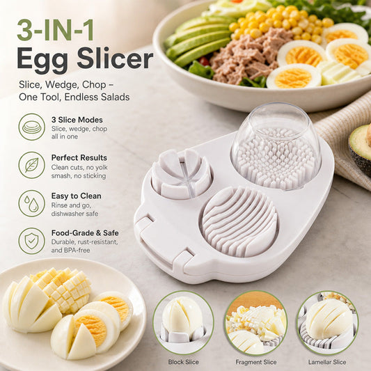 🥚 Coupe-œufs multifonction 3 en 1 - Idéal pour les salades et les garnitures 🔪