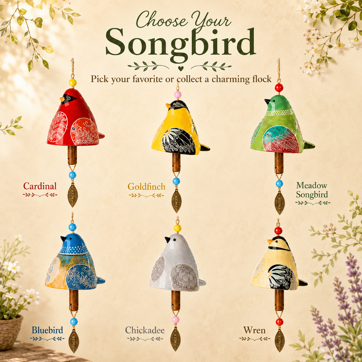 🐦 Oiseaux de jardin à suspendre – Six petites couleurs qui font chanter votre coin de jardin