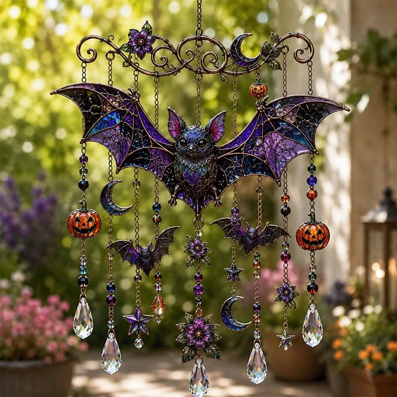 🎃Projetez une lumière arc-en-ciel avec des carillons éoliens gothiques pour Halloween ! 🎃✨