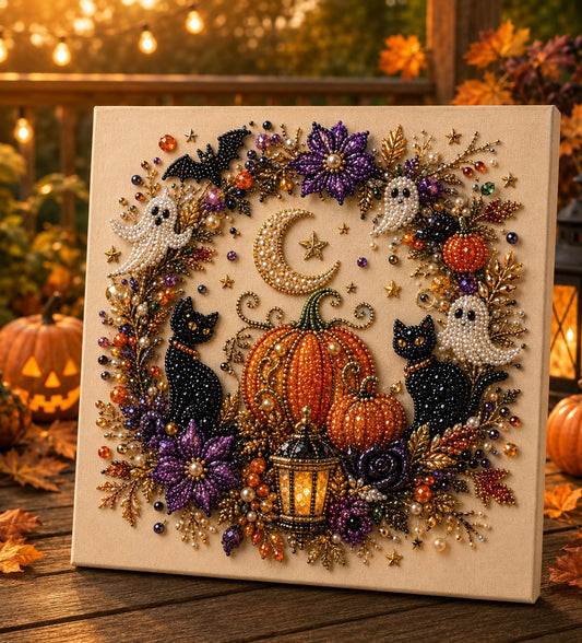 👻✨ Kit de bricolage artistique pour Halloween avec des perles – Transformez de minuscules perles en une magie à la fois effrayante et mignonne