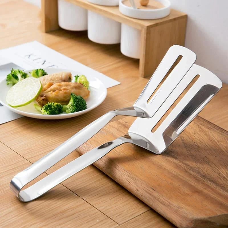 🍳🥩 Spatule-pince 2 en 1 en acier inoxydable : révolutionnez votre façon de cuisiner !
