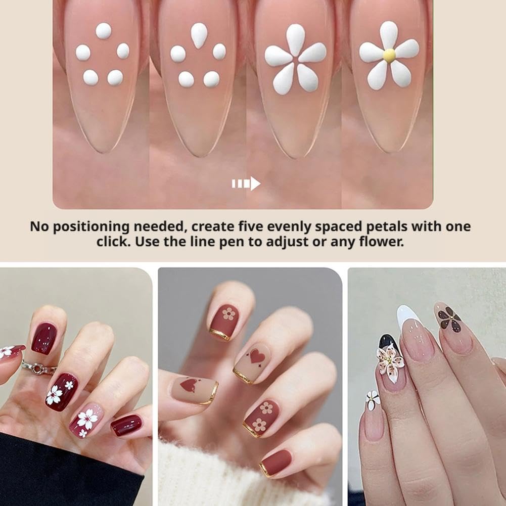 🎁1 acheté, 1 offert🌸Stylo de Pointage Manucure Fleur à 5 Pétales ✨