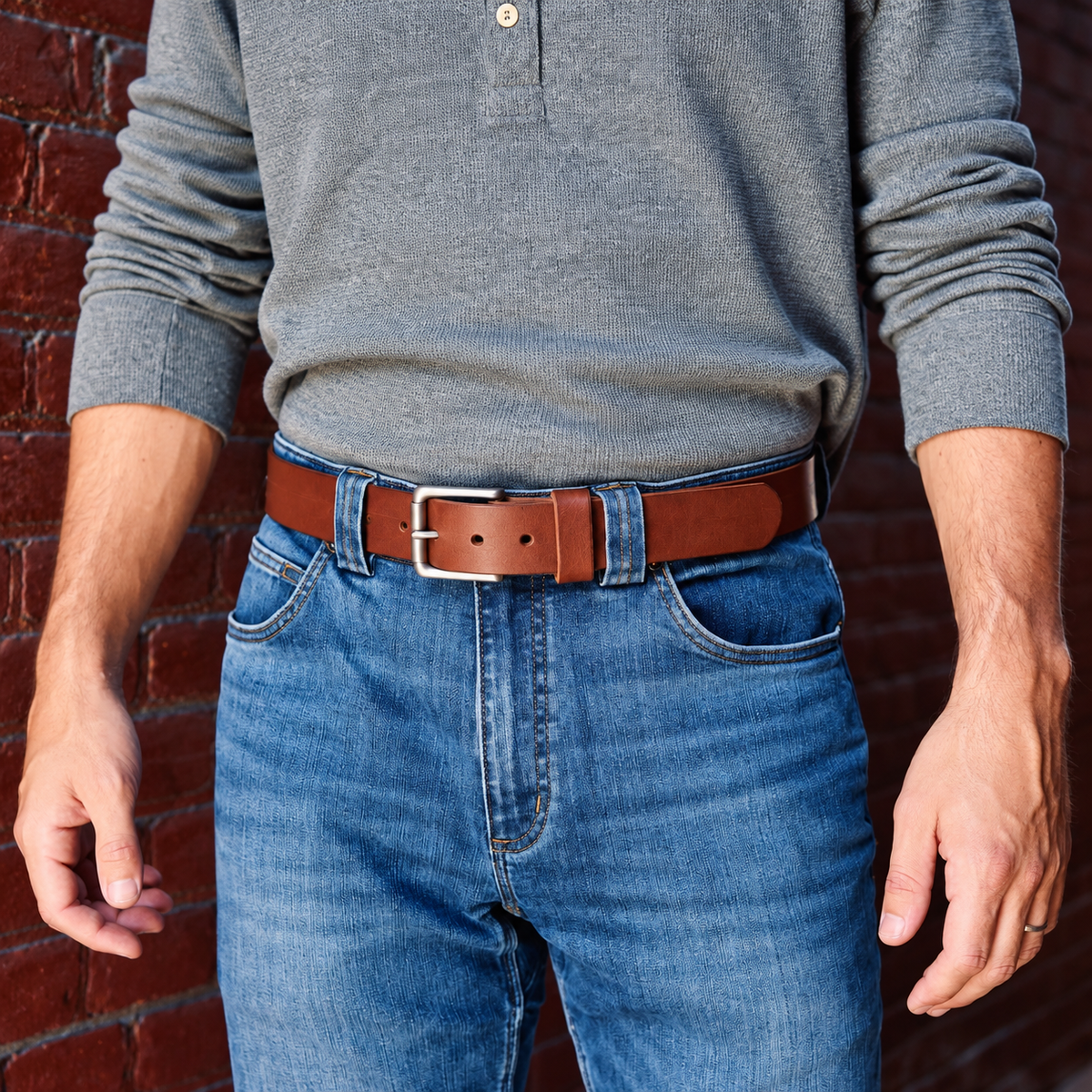 🔥 Ceinture en cuir pleine fleur faite main--un accessoire durable et raffiné pour tous les jours