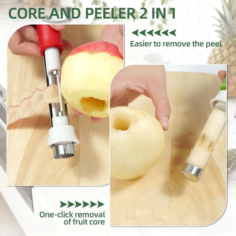 🍎 Vide-Pomme 2-en-1 en Inox — Évidez vos fruits en 1 seconde sans aucun gaspillage ! ✨🔪