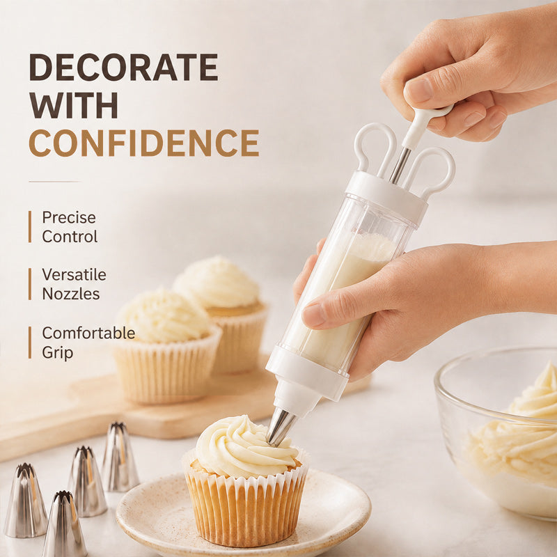 🍰🎂 Pistolet à douille à crème — ajoutez facilement de jolies spirales et de magnifiques détails à vos pâtisseries