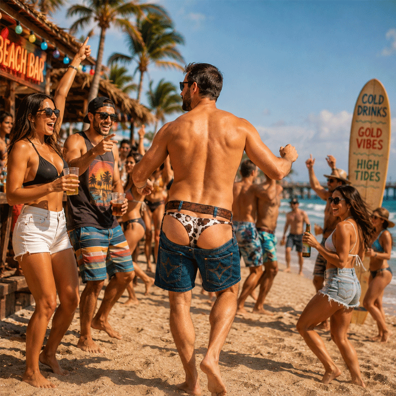 🩲🤠 Faux denim, vrai style – le short de bain qui fait sourire