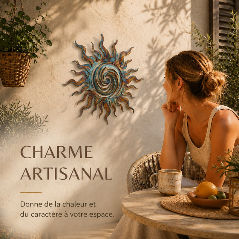 ☀️Décoration Murale Soleil En Silhouette Tourbillonnante Pour Intérieur Et Extérieur