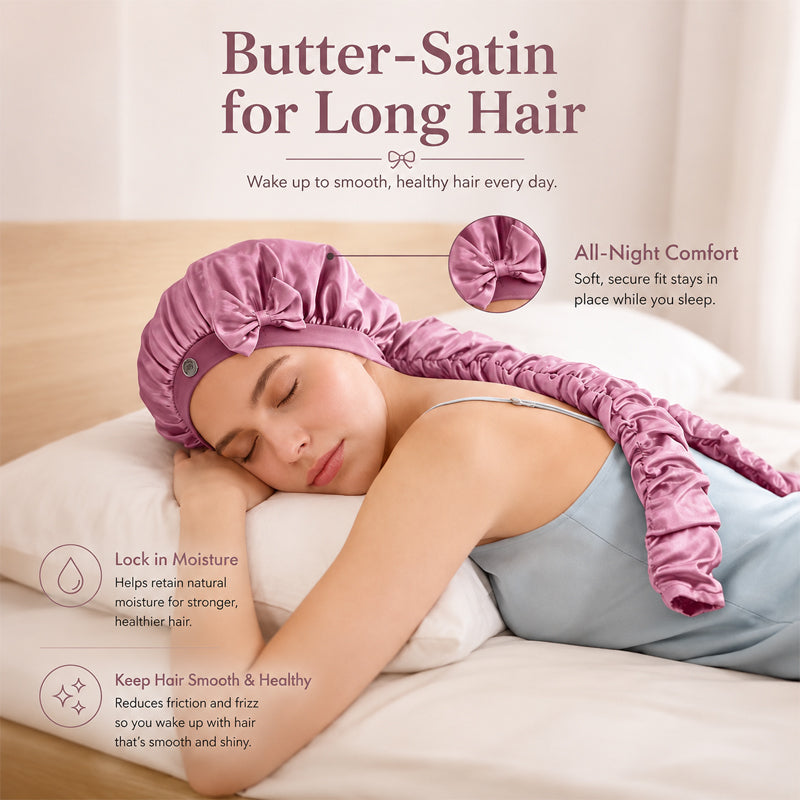 ✨Bonnet de nuit en soie antidérapant avec nœud papillon❤️Parfait pour une bonne nuit de sommeil