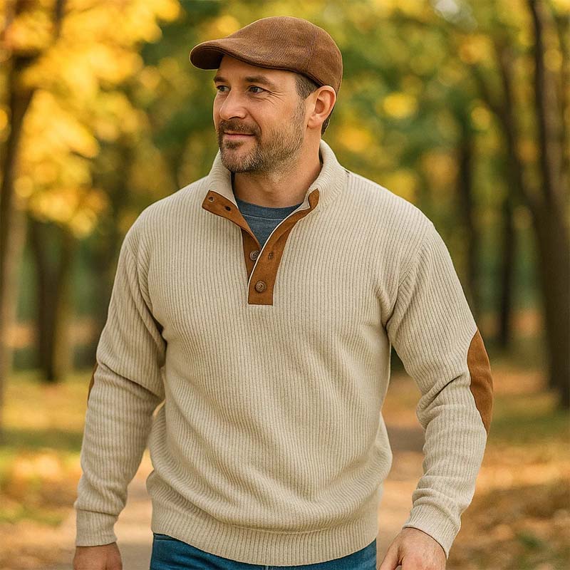 👔Veste en velours côtelé avec col montant