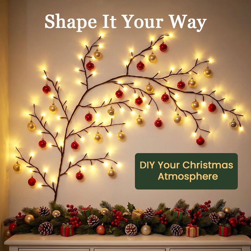 🎄✨ Branche lumineuse LED blanc chaud--transformez un mur vide en coin de Noël chaleureux