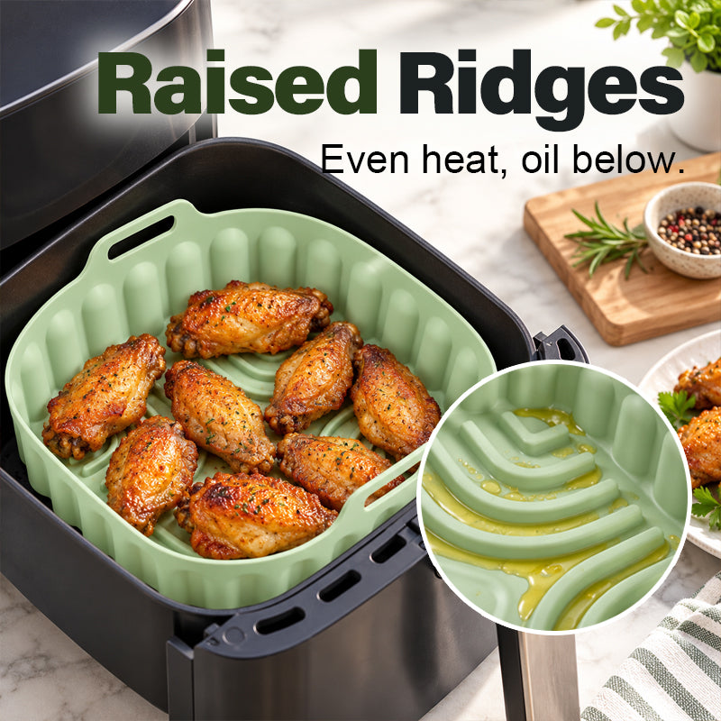 🍳 Panier carré en silicone pour air fryer – base striée, antiadhésif et lavable au lave-vaisselle