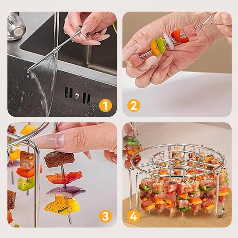 🍢 Grille à Brochettes Verticale pour Air Fryer — Des Brochettes Jouteuses Sans Aucune Manipulation ! 🔥