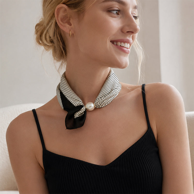 🤍 Collier foulard en perles avec fermoir magnétique - Un style instantané en quelques secondes ! ✨📦