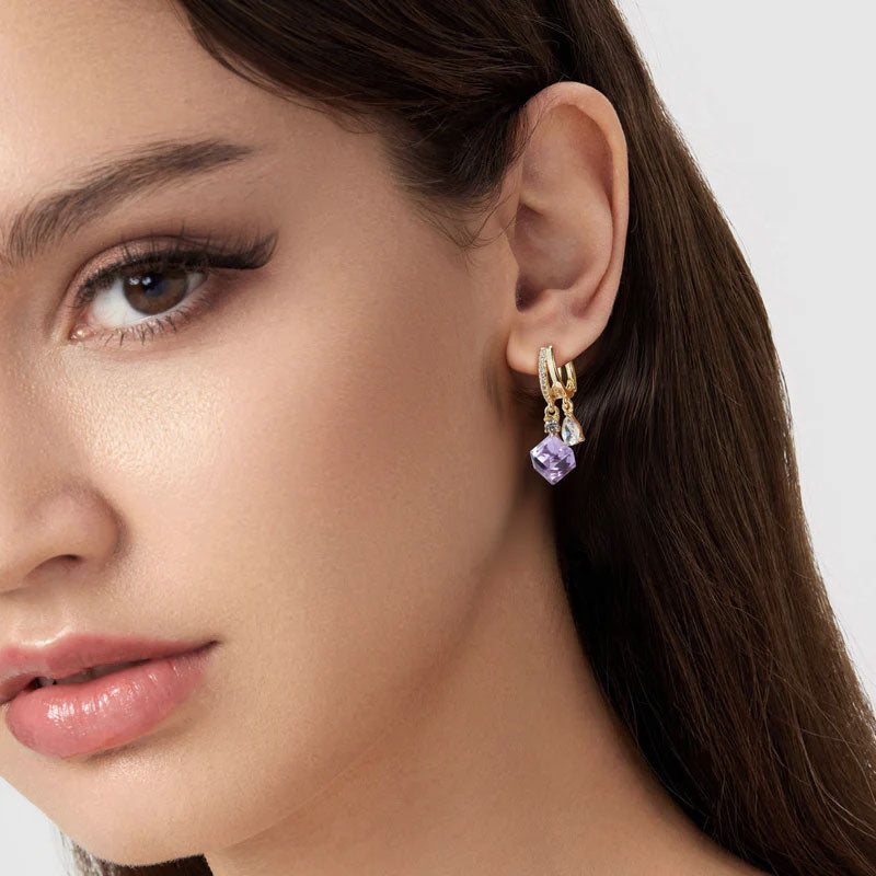 🔷Boucles d'oreilles en cristal en forme de morceaux de sucre✨