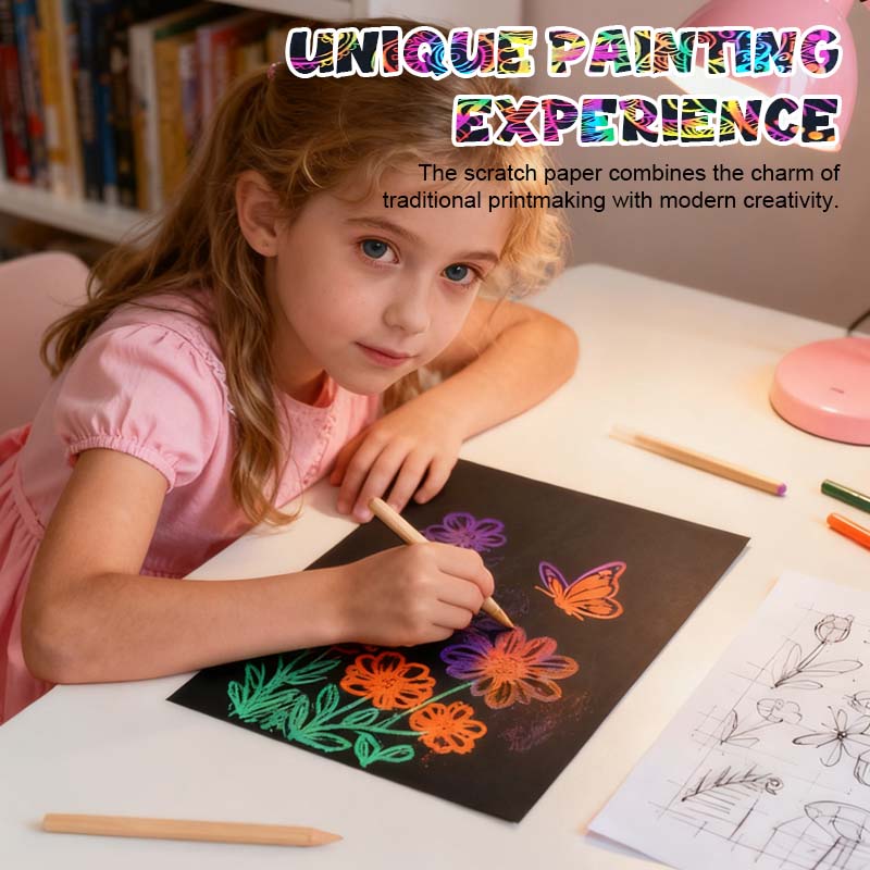 🌈Papier à Gratter Noir et Coloré