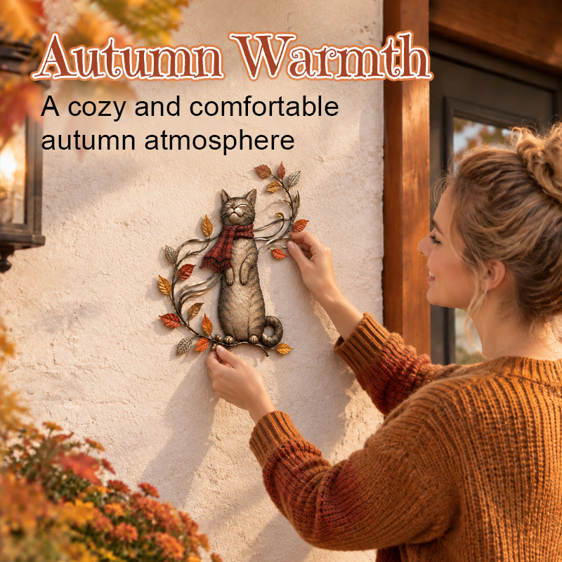 🍂🐱 Décoration murale chat d'automne--accrochez la chaleur de l'automne et un chat plein de charme