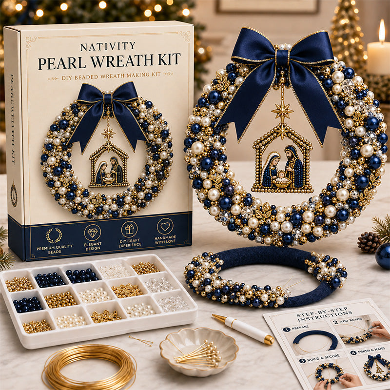 🎄✨ Kit DIY pour une couronne de Noël en perles – Décoration de porte de Noël faite main avec des perles 💎🎀