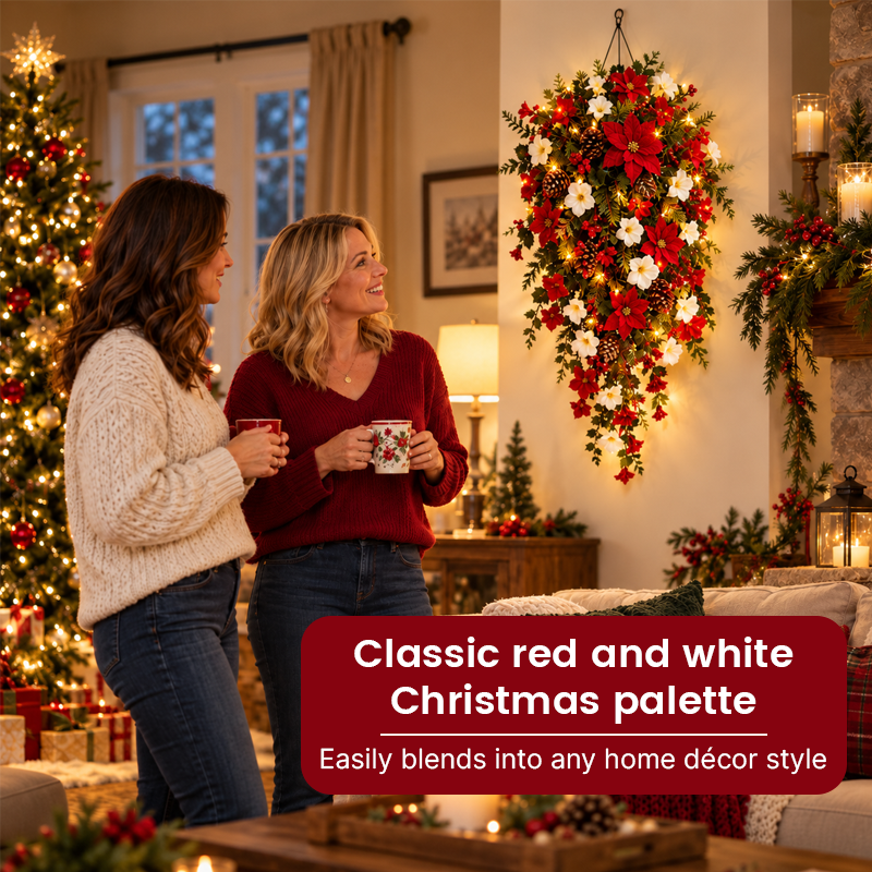 🎄🌺 Couronne de Noël lumineuse en cascade – Transformez n'importe quel espace en un décor festif !