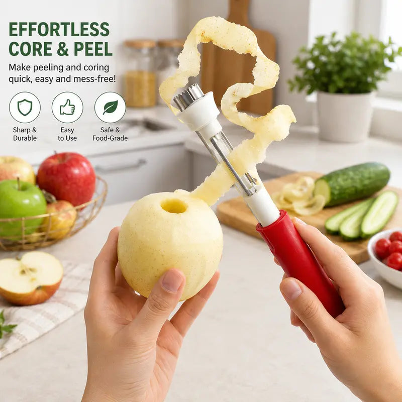 🍎 Vide-Pomme 2-en-1 en Inox — Évidez vos fruits en 1 seconde sans aucun gaspillage ! ✨🔪