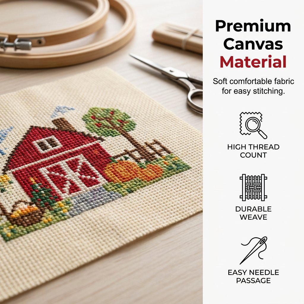 🌾🧵 Kit de point de croix Saisons et Fêtes (12 mois) — tissu pré-imprimé, pour broder sans compter