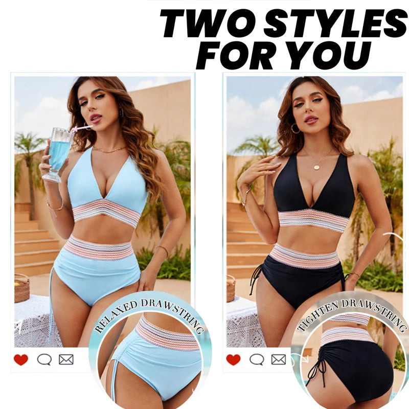☀️Vente spéciale d'été : 60% de réductio🏖️Ensembles de bikinis à taille haute avec contrôle du ventre et des couleurs