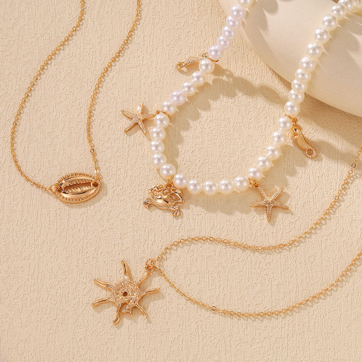 🌊Collier marin avec coquillage et étoile de mer🐚