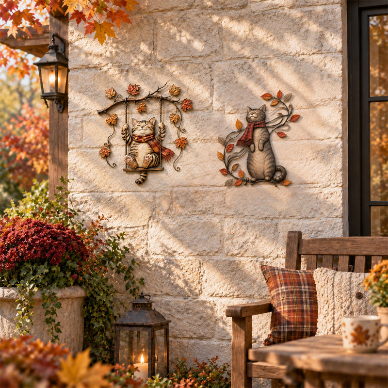 🍂🐱 Décoration murale chat d'automne--accrochez la chaleur de l'automne et un chat plein de charme
