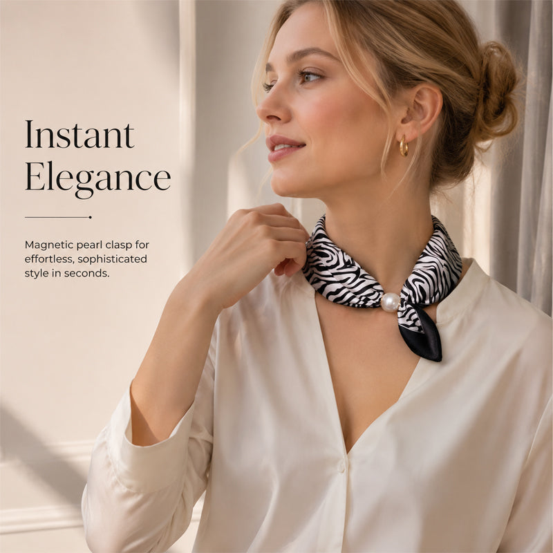 🤍 Collier foulard en perles avec fermoir magnétique - Un style instantané en quelques secondes ! ✨📦