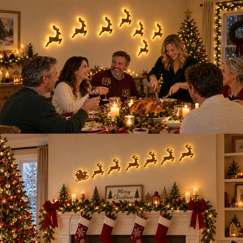🦌✨ Décorations murales LED renne — illuminez vos murs et votre Noël