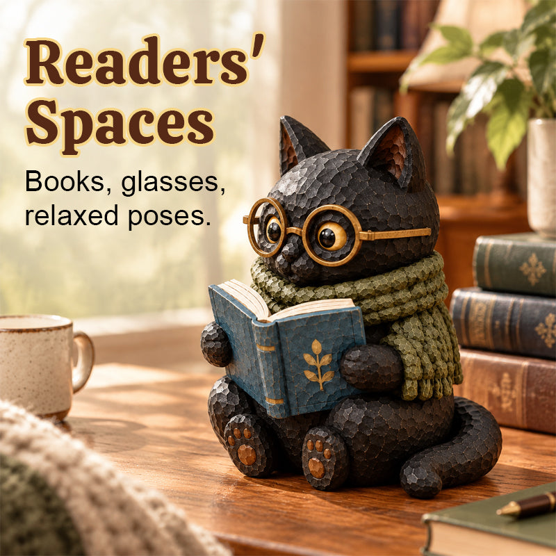 🐱 Figurine Chat Lecteur – Toujours Une Page de Plus à Lire