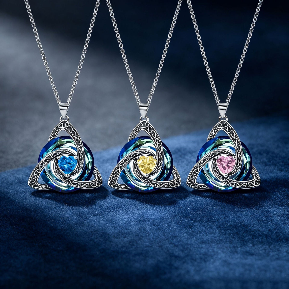 ✨Collier Trinité celtique avec pierre de naissance--un symbole de foi, d'amour et d'unité à porter au quotidien