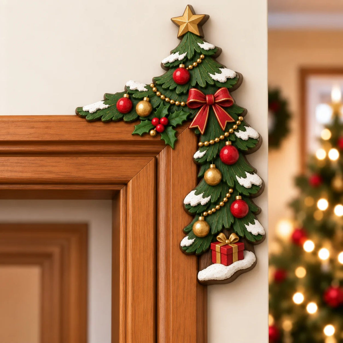 🎅 Décor de coin de porte Père Noël qui dépasse｜8 personnages pour une entrée pleine de malice