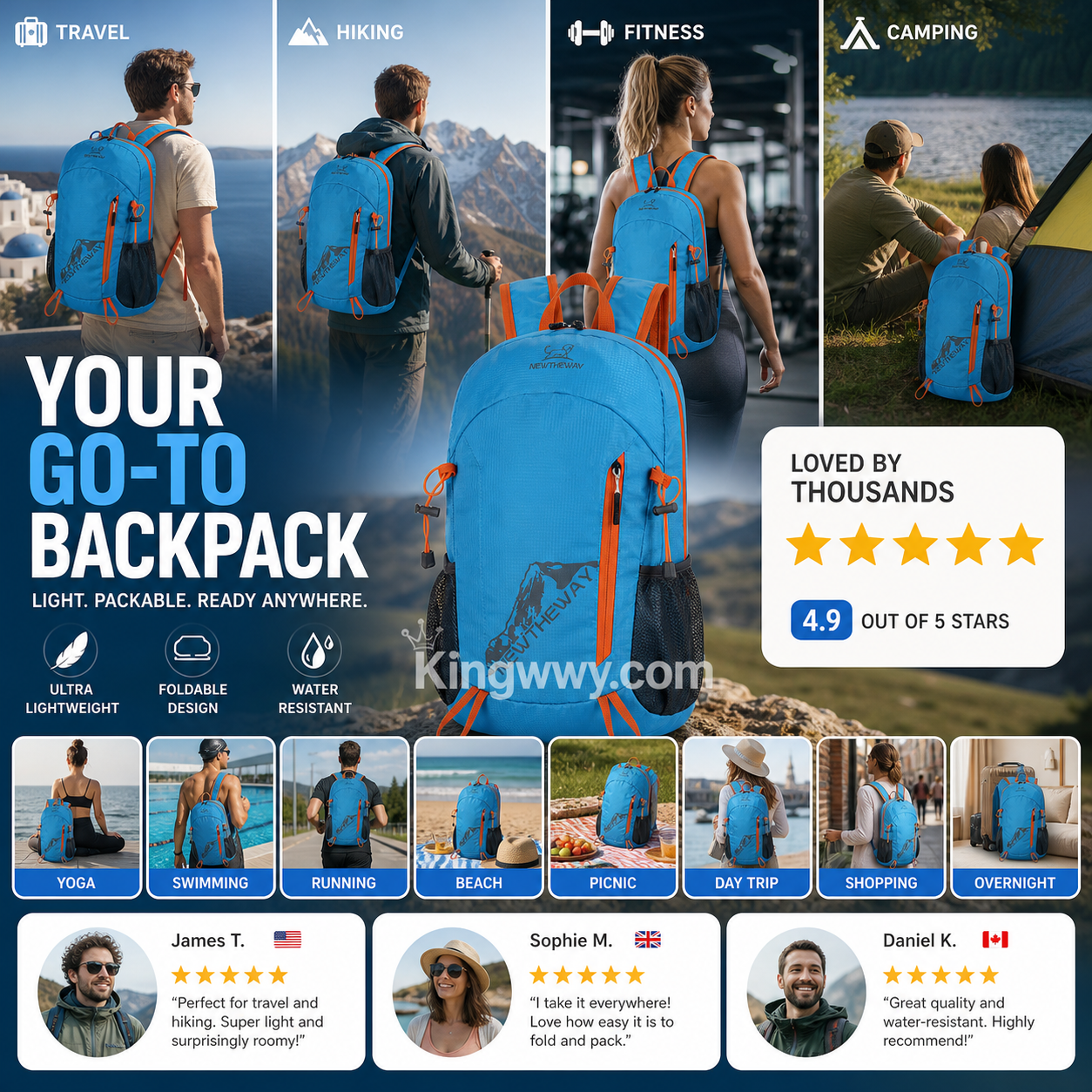 🎒🥚 Sac à dos pliable et imperméable – se replie en un œuf, voyagez léger
