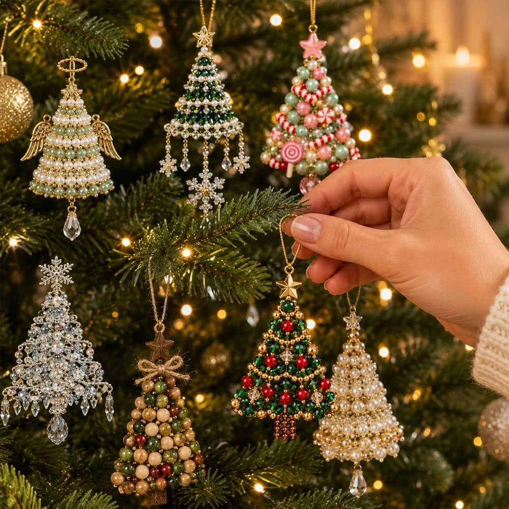 🎄 Kit de décoration de sapin de Noël en perles à faire soi-même - Créez votre propre souvenir étincelant des fêtes ! ✨💎