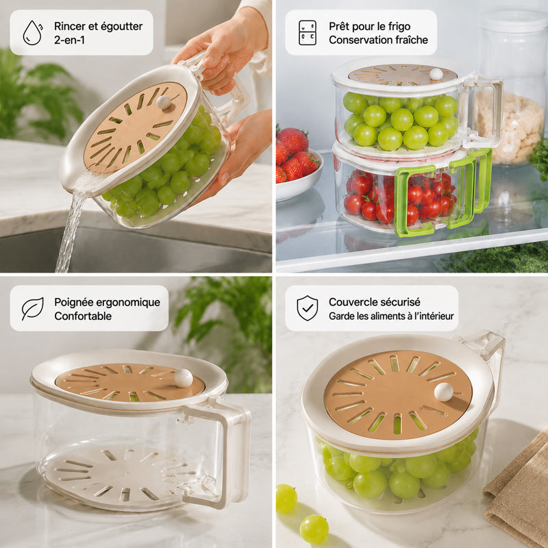🍇Panier de Drainage Télescopique 2-en-1 – Lavez, Égouttez & Conservez ! 🧺✨