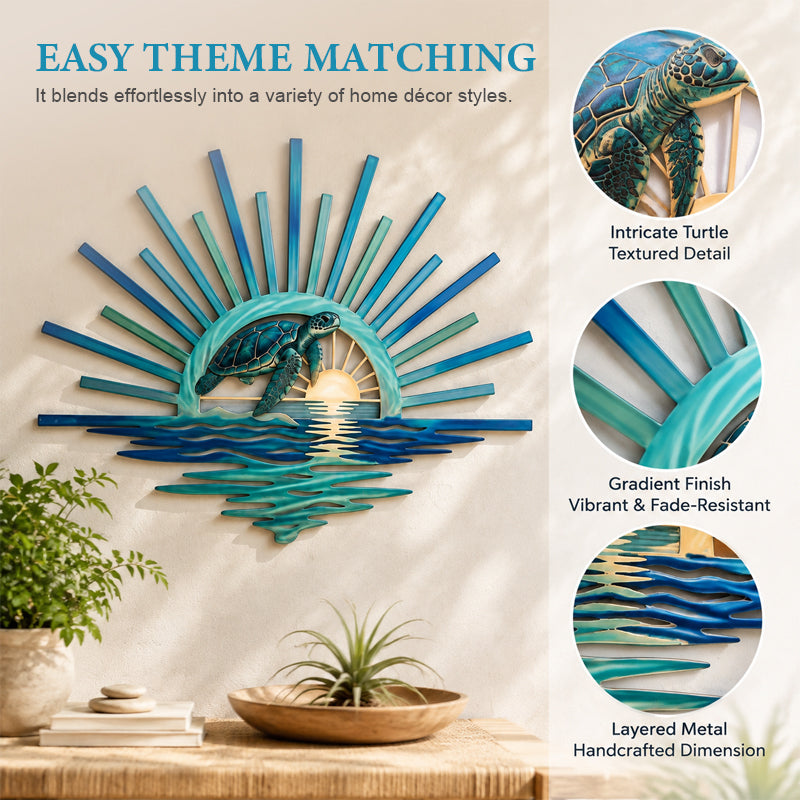 🌊 Décoration murale en métal « La légende des marées du coucher de soleil » : Décoration inspirée du coucher de soleil sur l’océan ! 🌅