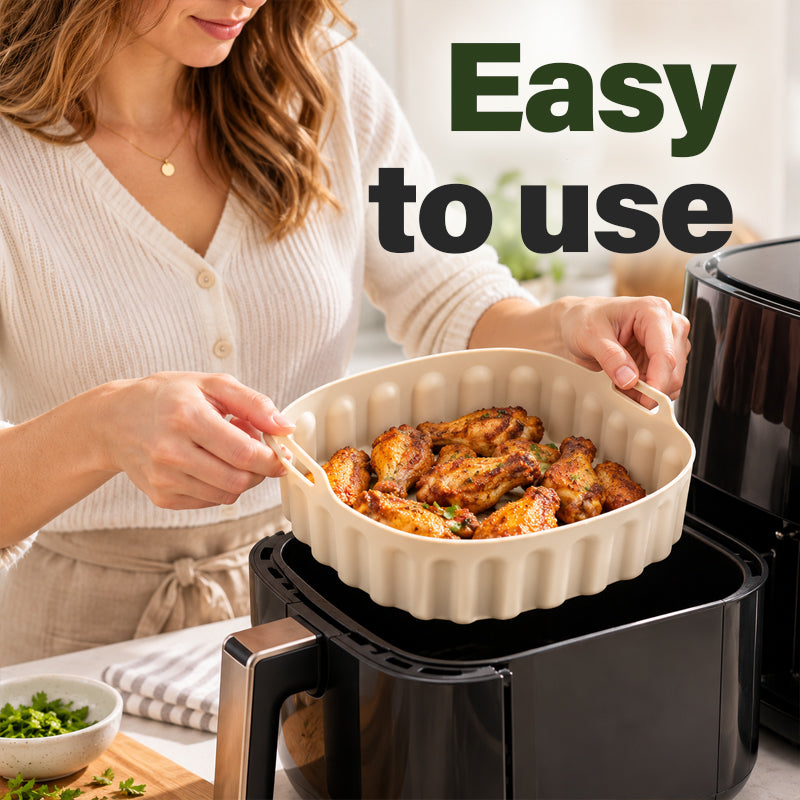 🍳 Panier carré en silicone pour air fryer – base striée, antiadhésif et lavable au lave-vaisselle