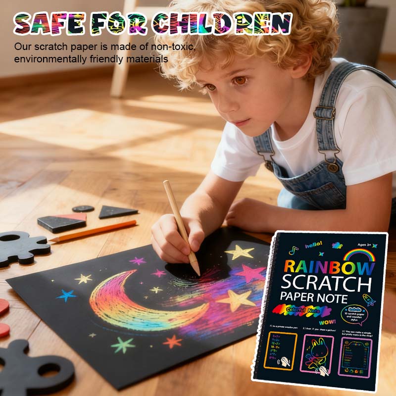 🌈Papier à Gratter Noir et Coloré