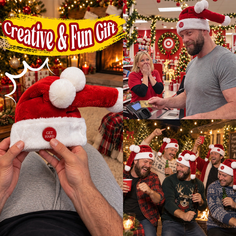 🎅😂 Chapeau de Père Noël mobile rigolo--appuyez et regardez-le bouger
