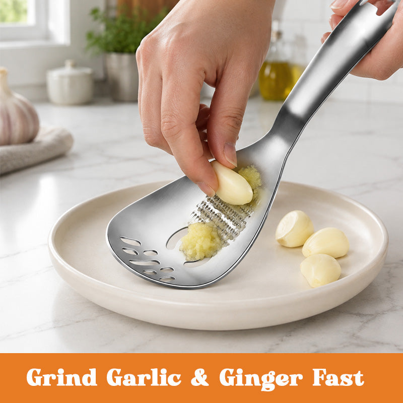 🥄 Cuillère de cuisine multifonctionnelle — Râpez, écrasez et filtrez en quelques secondes ! ✨🧄